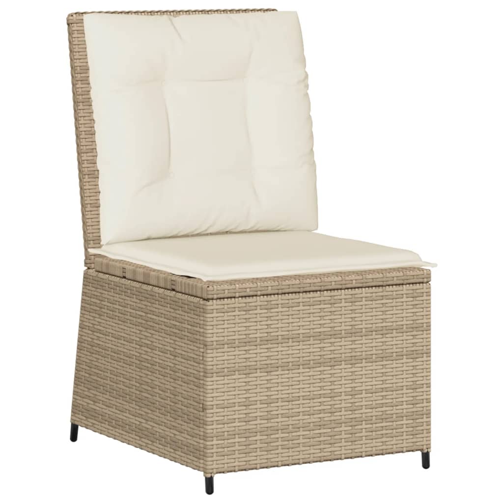 loungestol med hynder og lænefunktion polyrattan beige