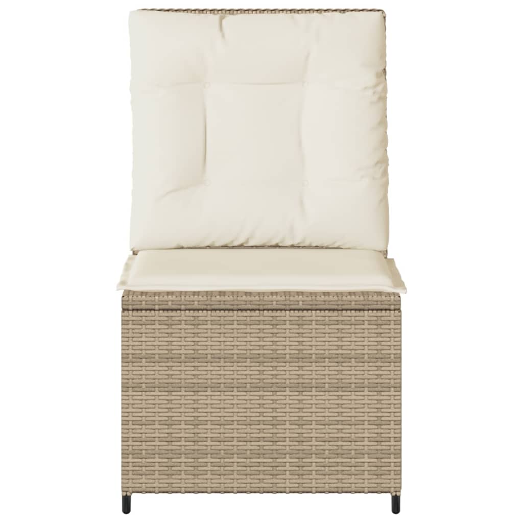 loungestol med hynder og lænefunktion polyrattan beige