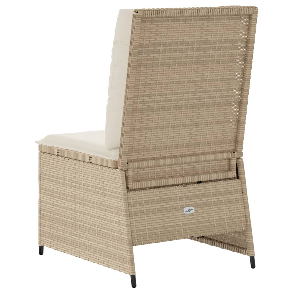 loungestol med hynder og lænefunktion polyrattan beige