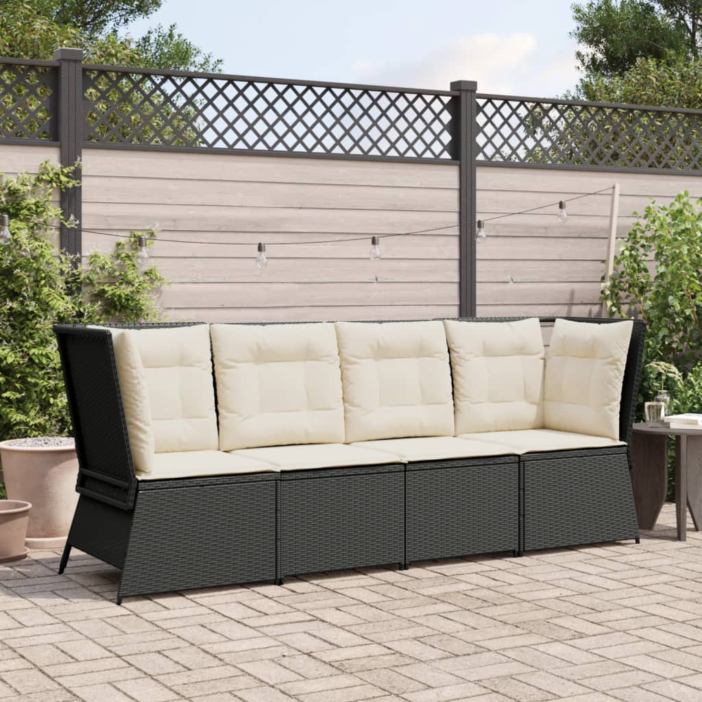 hjørnemodul til havesofa med hynder polyrattan sort