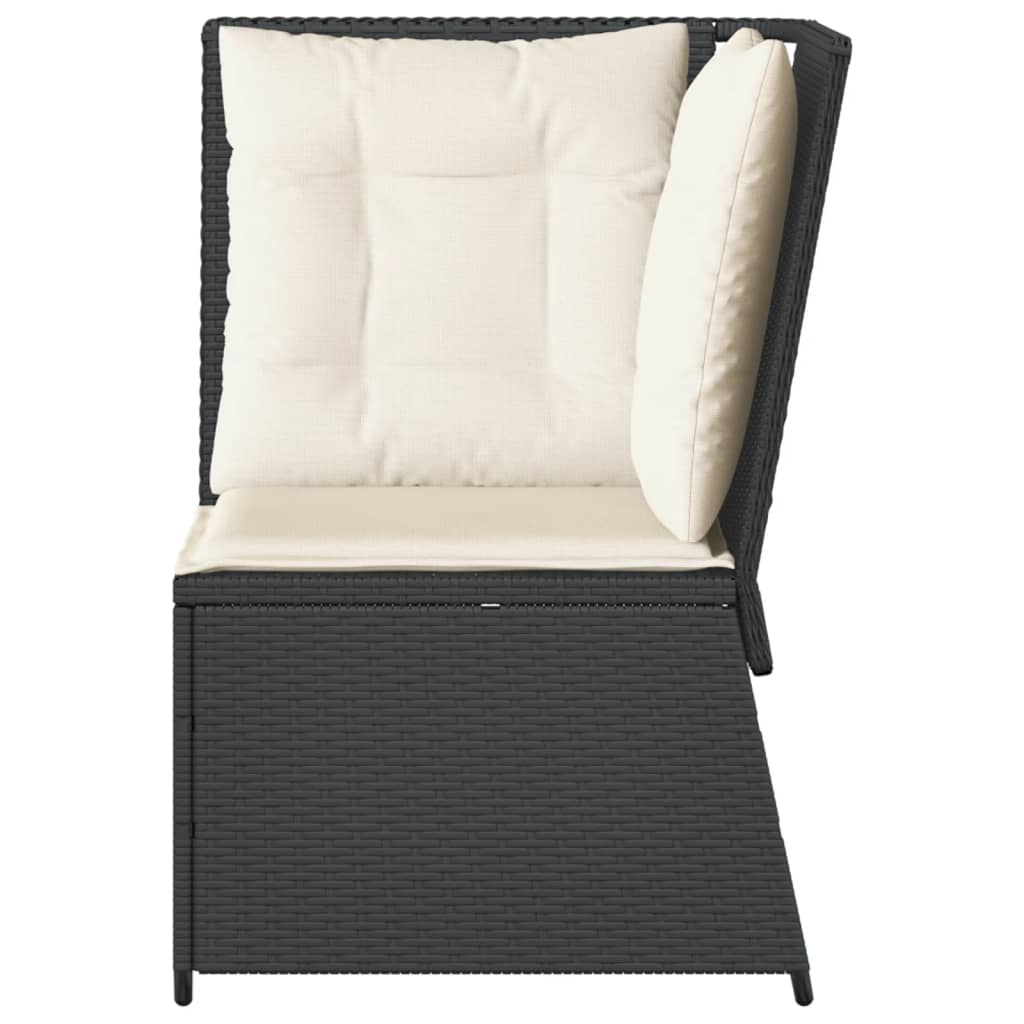 hjørnemodul til havesofa med hynder polyrattan sort