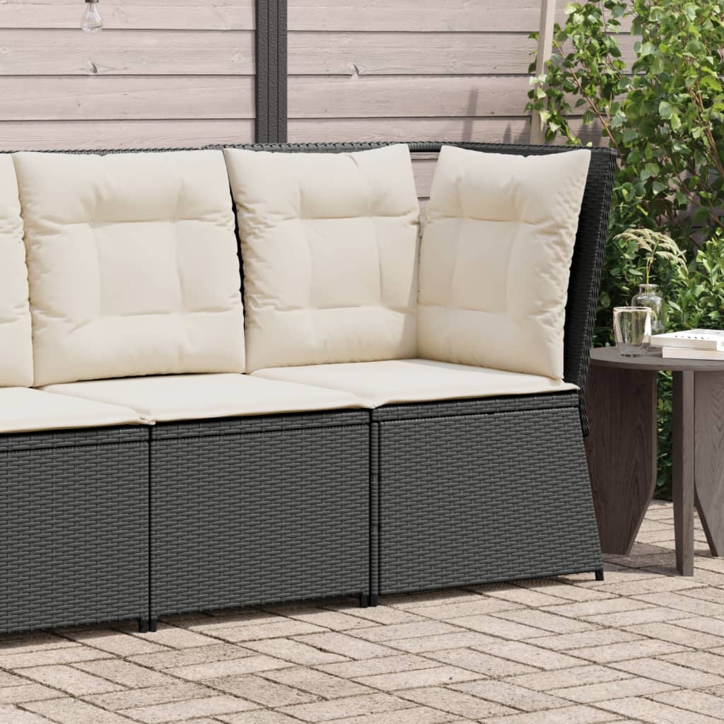 hjørnemodul til havesofa med hynder polyrattan sort