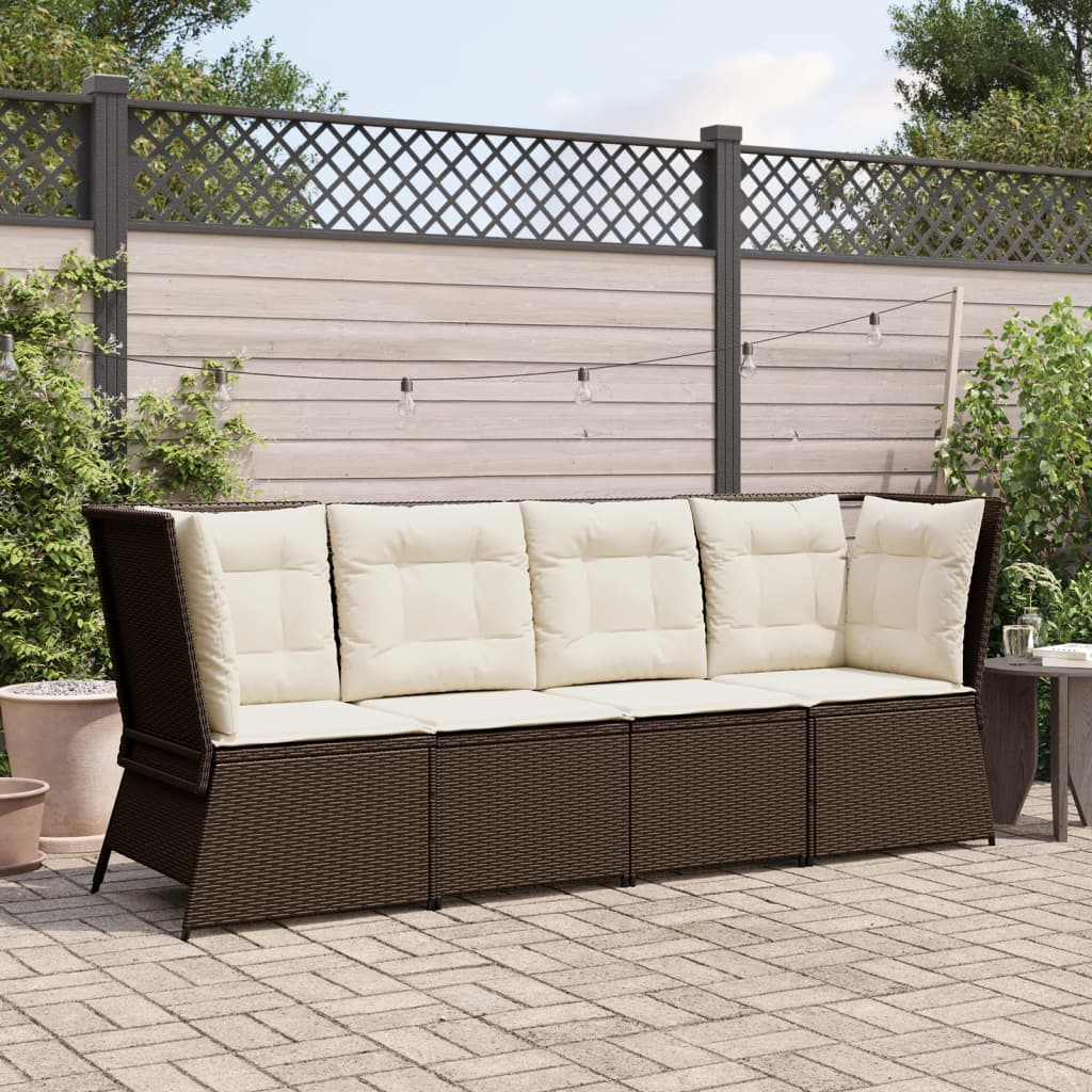 hjørnemodul til havesofa med hynder polyrattan brun