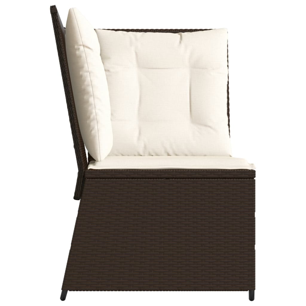 hjørnemodul til havesofa med hynder polyrattan brun