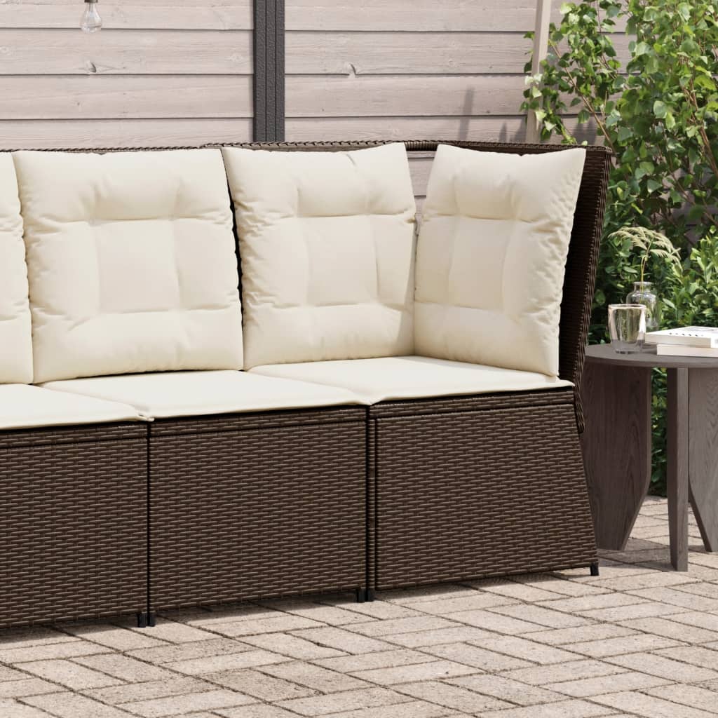 hjørnemodul til havesofa med hynder polyrattan brun