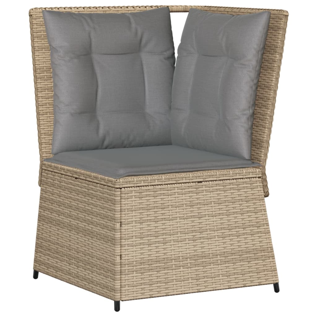 hjørnemodul til havesofa med hynder polyrattan beige