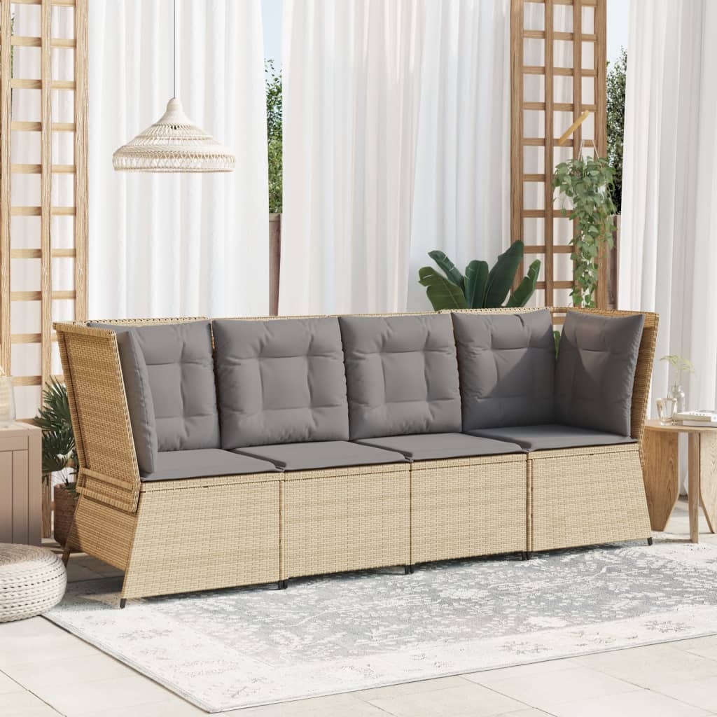 hjørnemodul til havesofa med hynder polyrattan beige