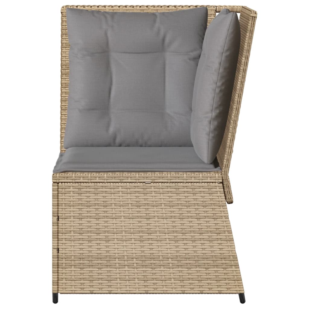 hjørnemodul til havesofa med hynder polyrattan beige