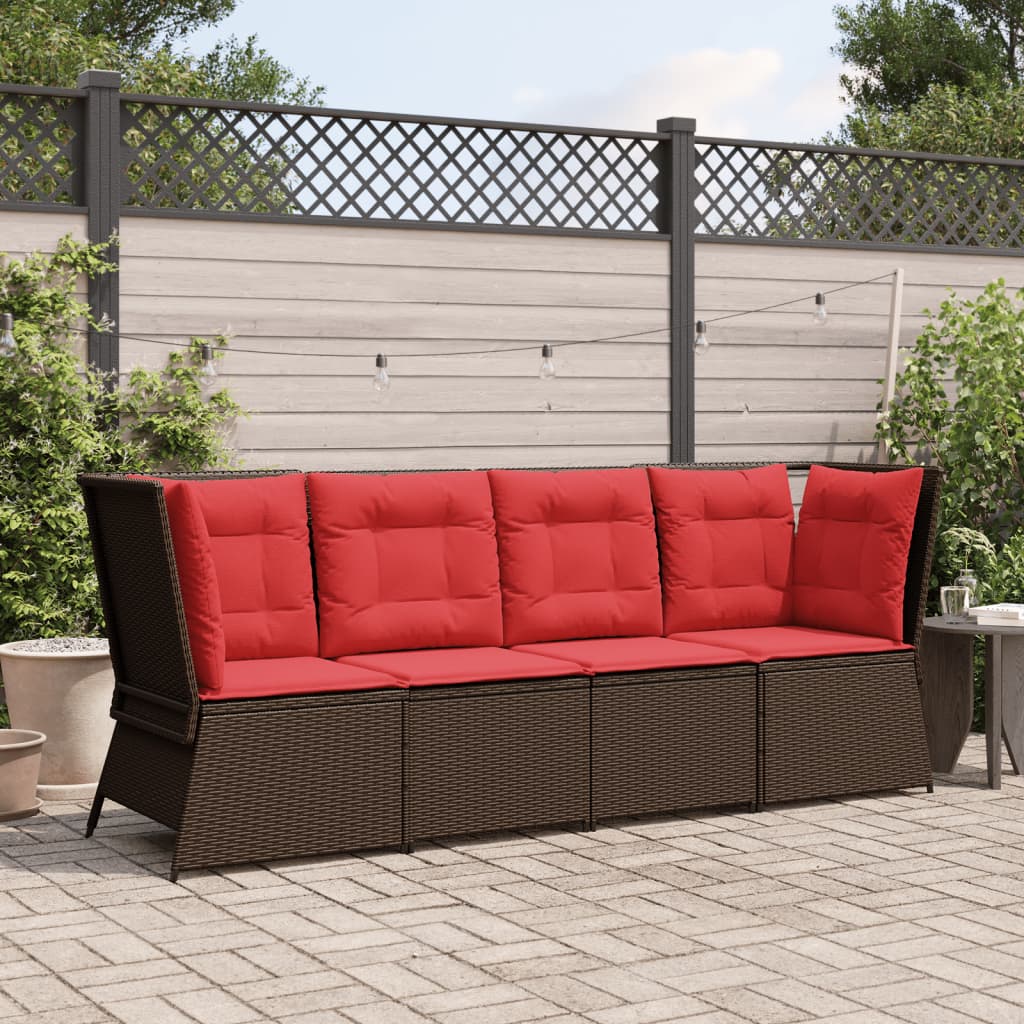 havesofa hjørne med hynder brun polyrattan