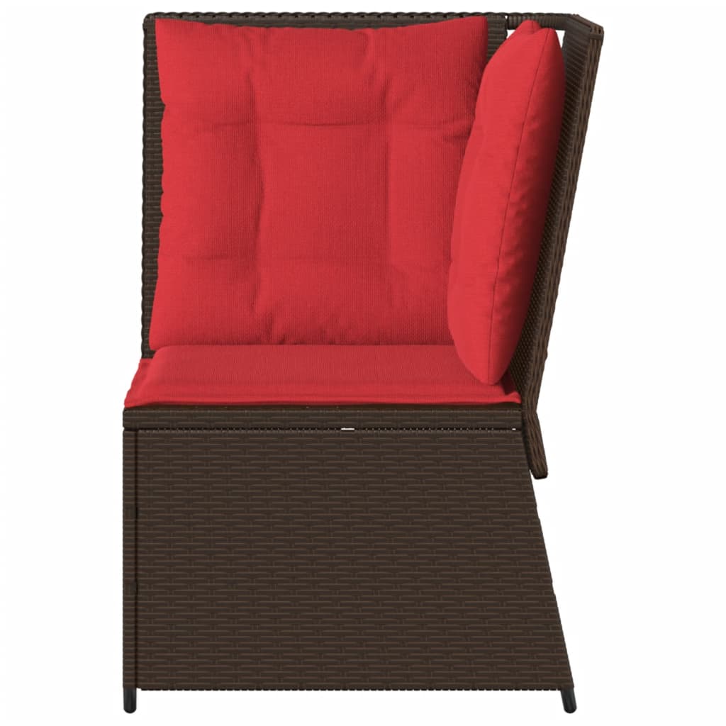 havesofa hjørne med hynder brun polyrattan