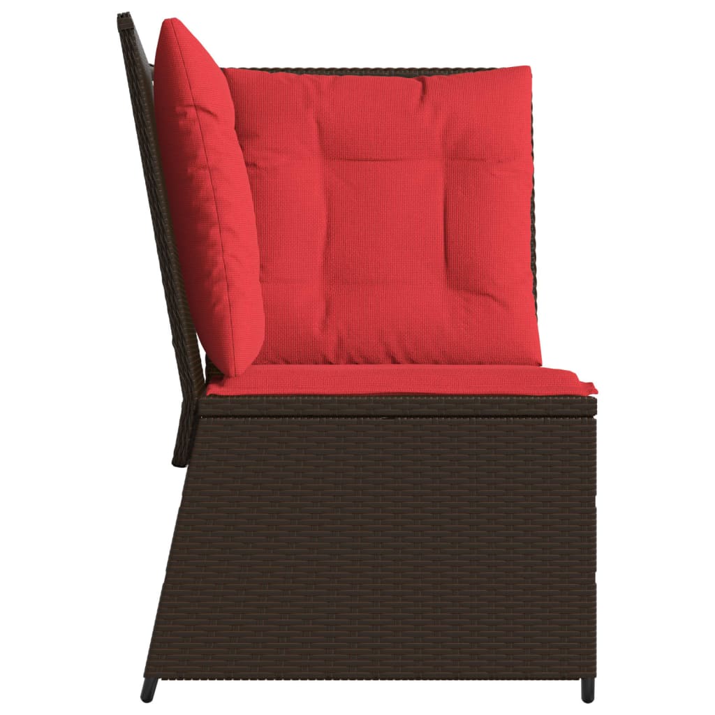 havesofa hjørne med hynder brun polyrattan