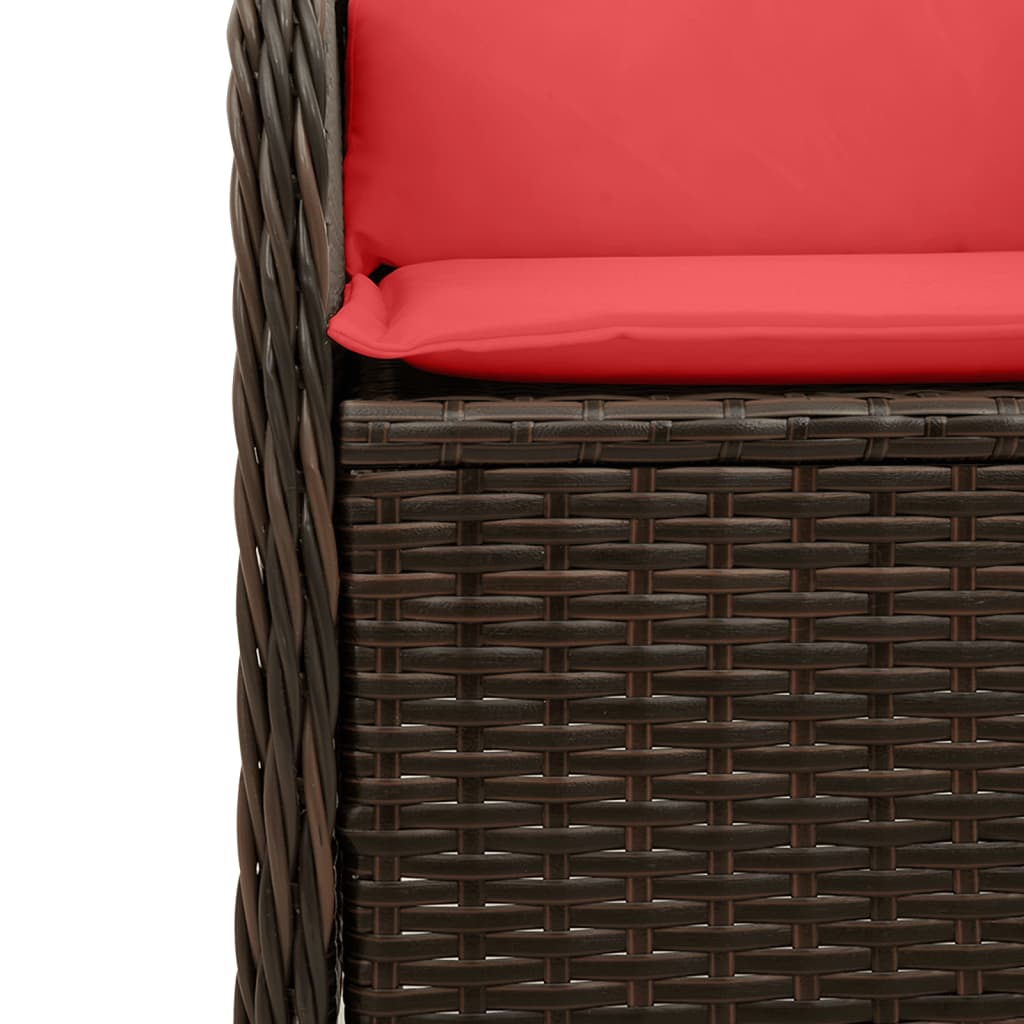 havesofa hjørne med hynder brun polyrattan