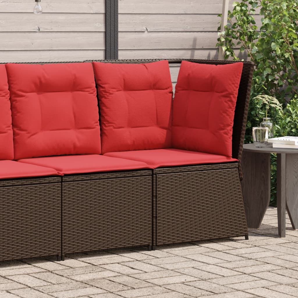 havesofa hjørne med hynder brun polyrattan