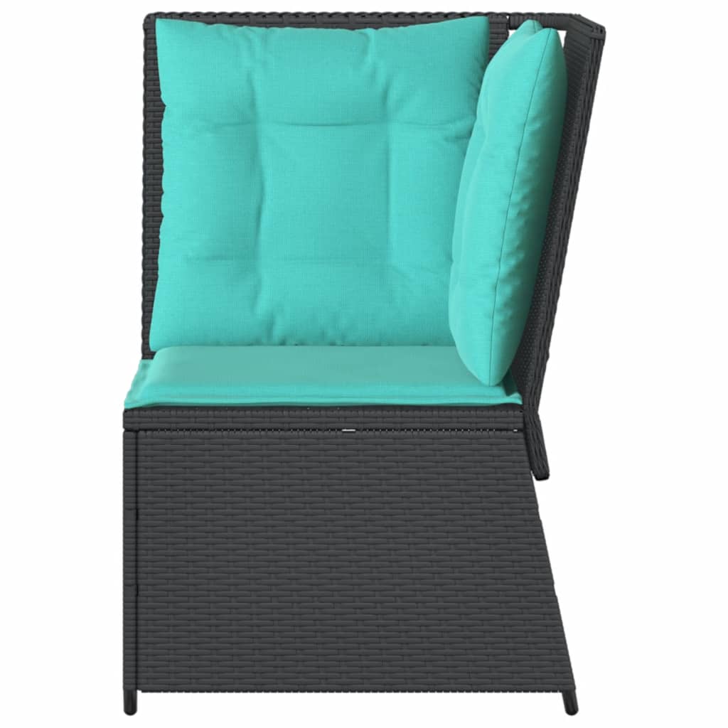 havesofahjørne med hynder sort polyrattan