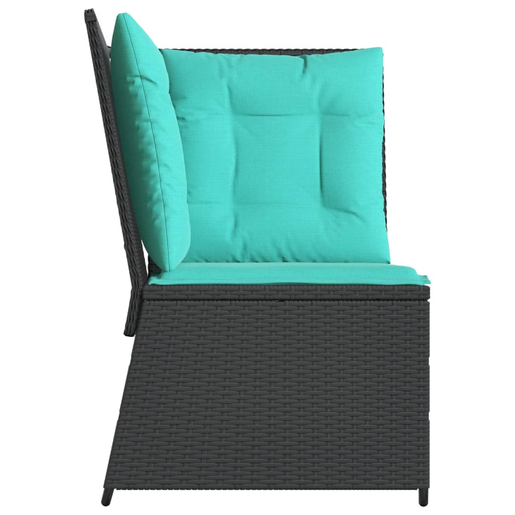 havesofahjørne med hynder sort polyrattan