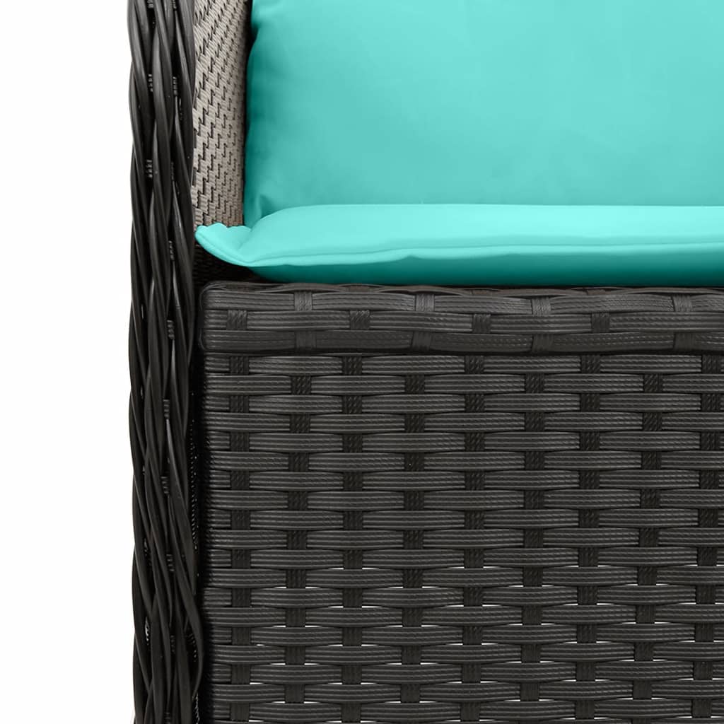 havesofahjørne med hynder sort polyrattan