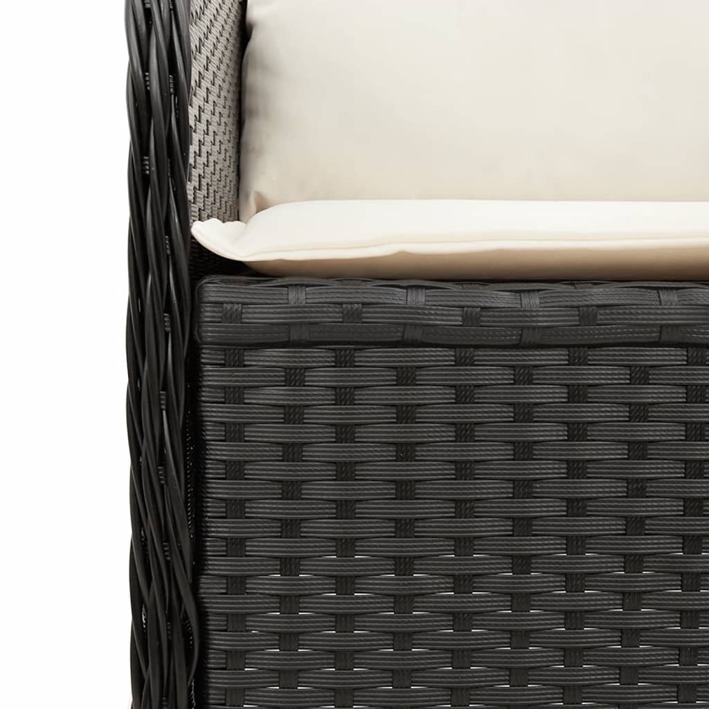havestole med hynder 2 stk. justerbart ryglæn polyrattan sort