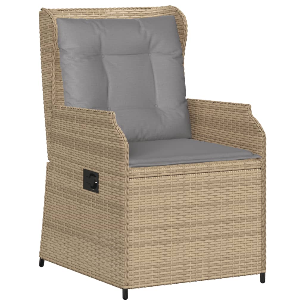 havestole 2 stk. med lænefunktion og hynder polyrattan beige