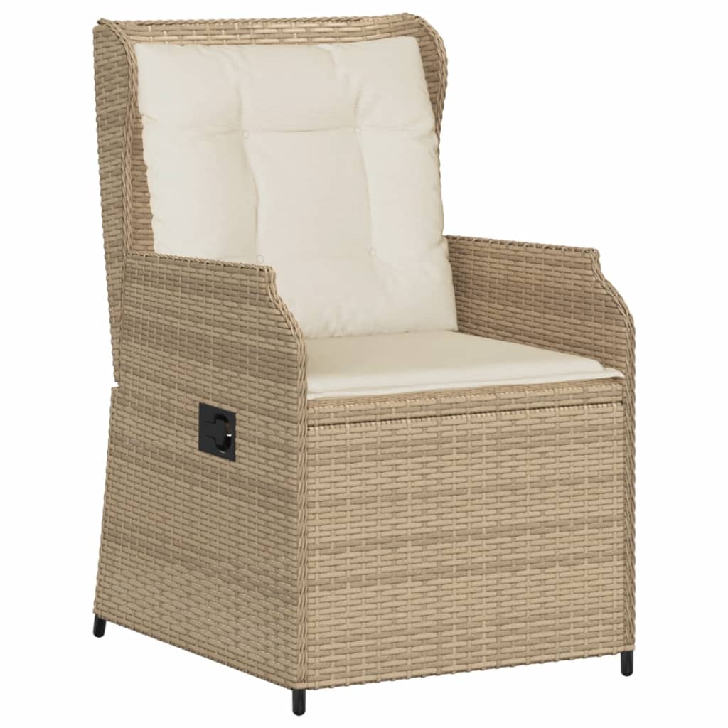 havestole 2 stk. med lænefunktion og hynder polyrattan beige