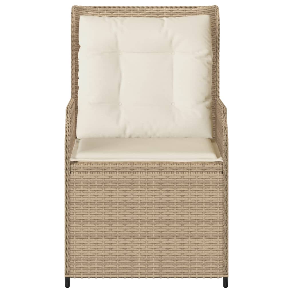 havestole 2 stk. med lænefunktion og hynder polyrattan beige