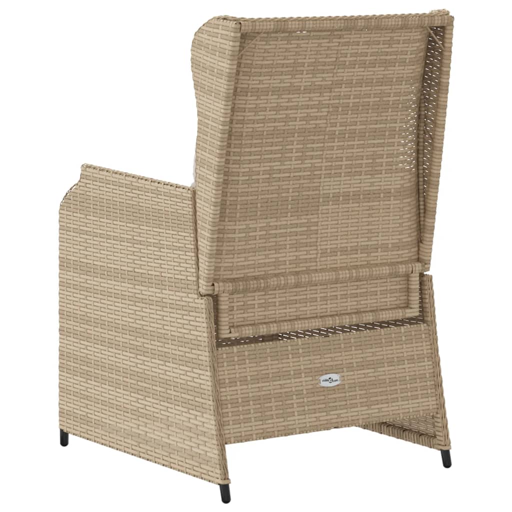 havestole 2 stk. med lænefunktion og hynder polyrattan beige