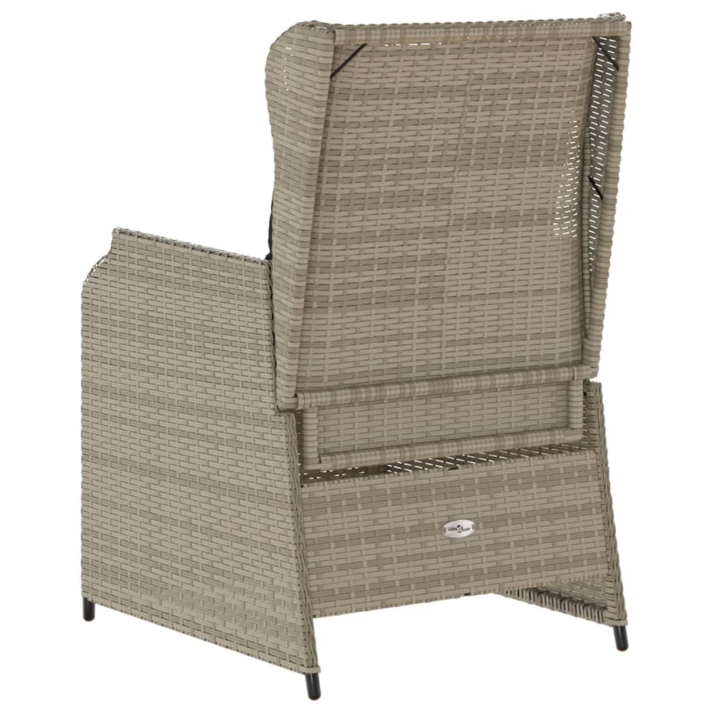 havestole 2 stk. med lænefunktion og hynder polyrattan lysegrå