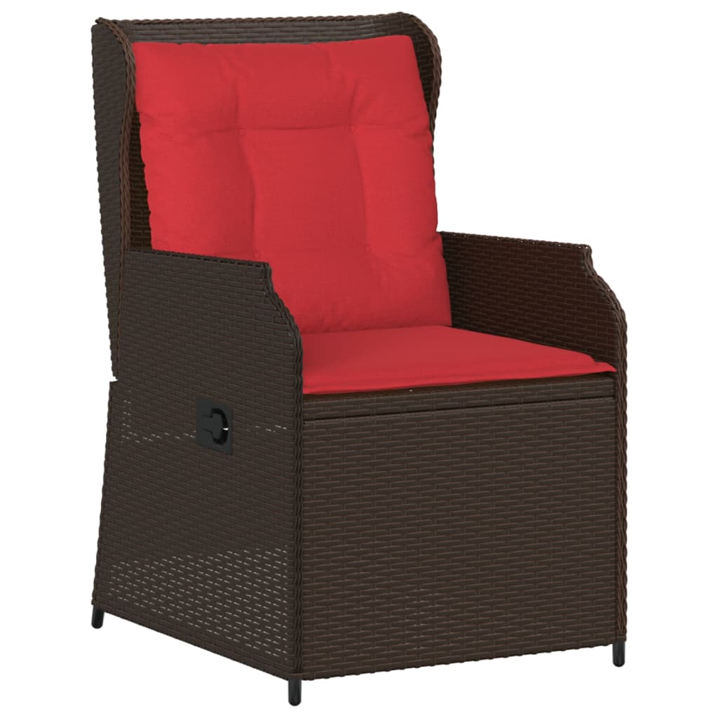 havestole med lænefunktion 2 stk. med hynder brun polyrattan