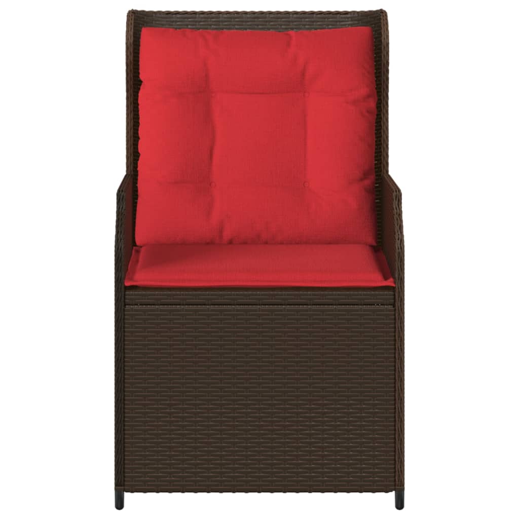 havestole med lænefunktion 2 stk. med hynder brun polyrattan