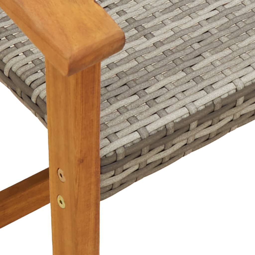 havebænk 112 cm polyrattan og akacietræ grå