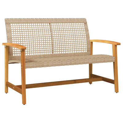 havebænk 112 cm polyrattan og akacietræ beige