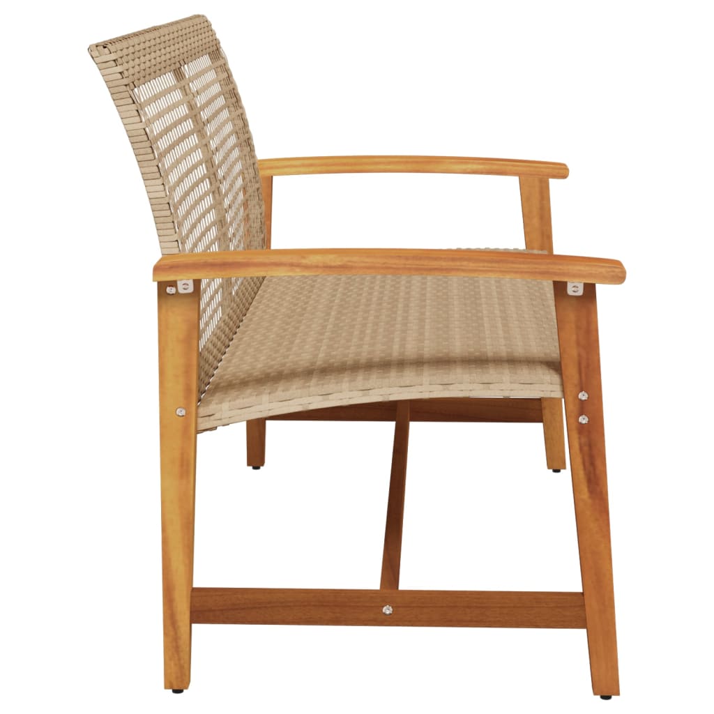 havebænk 112 cm polyrattan og akacietræ beige