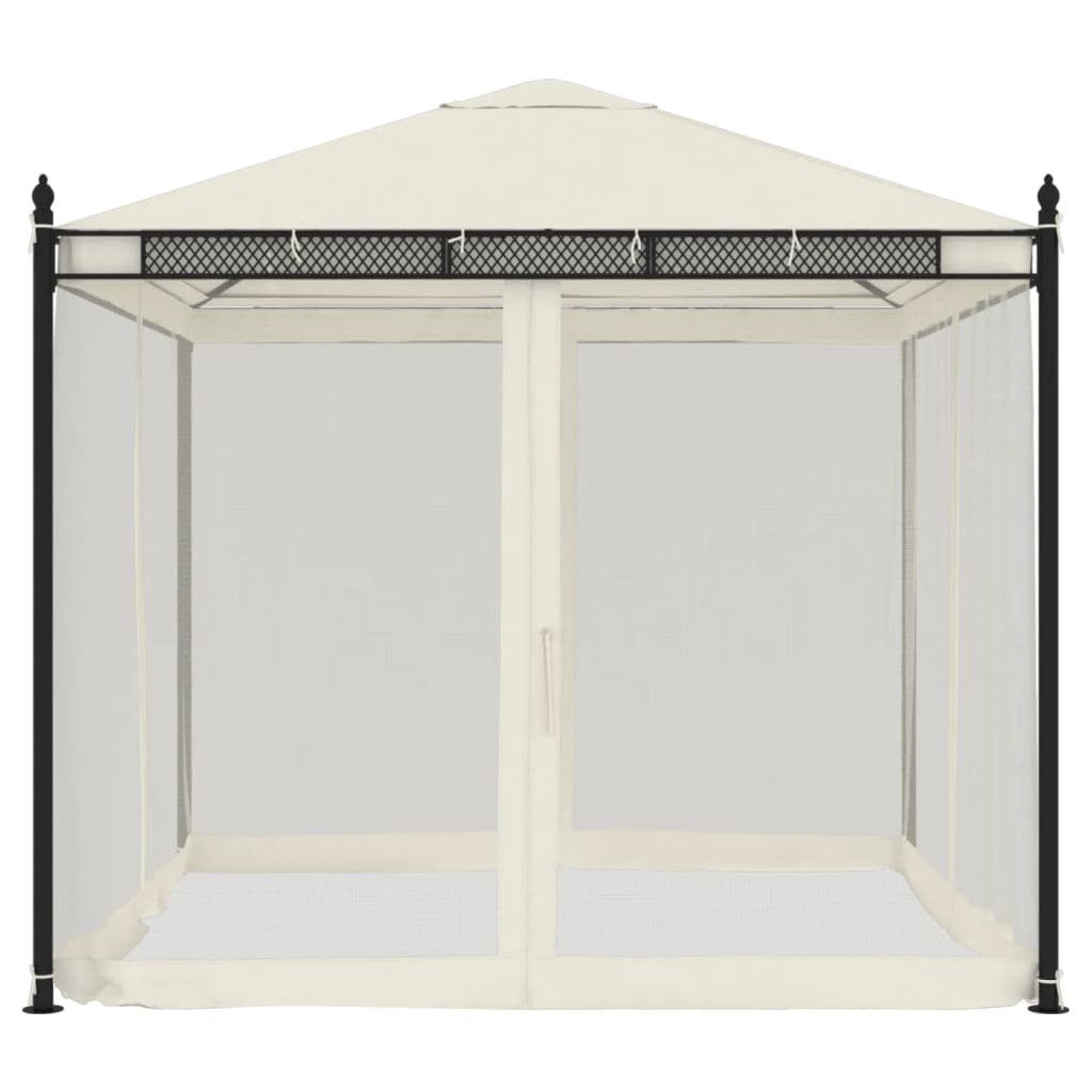 pavillon 2,93x2,93 m meshvægge stål cremefarvet