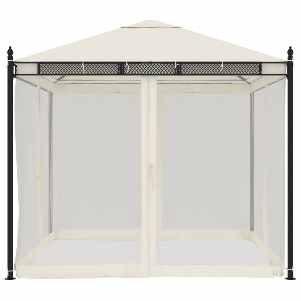 pavillon 2,93x2,93 m meshvægge stål cremefarvet