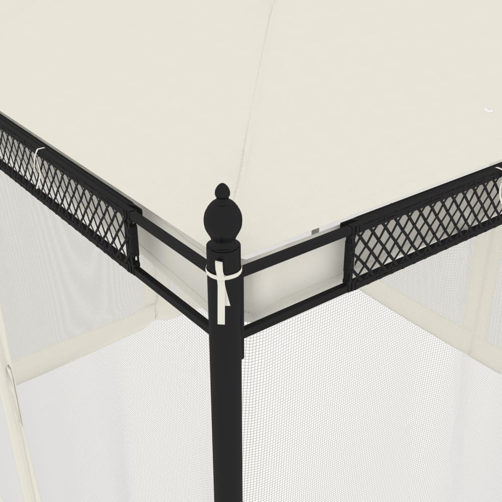 pavillon 2,93x2,93 m meshvægge stål cremefarvet