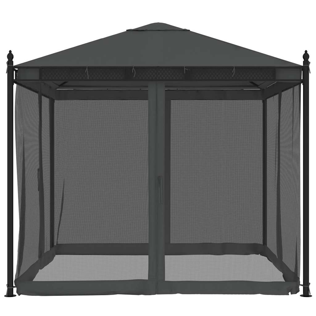 pavillon 2,93x2,93 m mesh-vægge stål antracitgrå