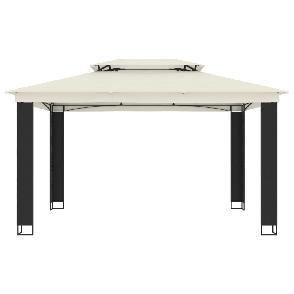 pavillon med dobbelt tag 3,94x2,96 m stål cremefarvet