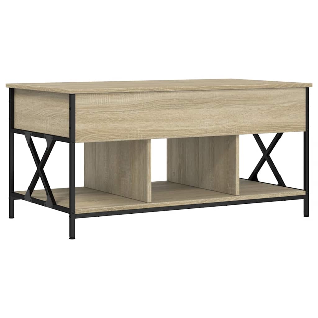 sofabord 100x55x50 cm konstrueret træ og metal sonoma-eg