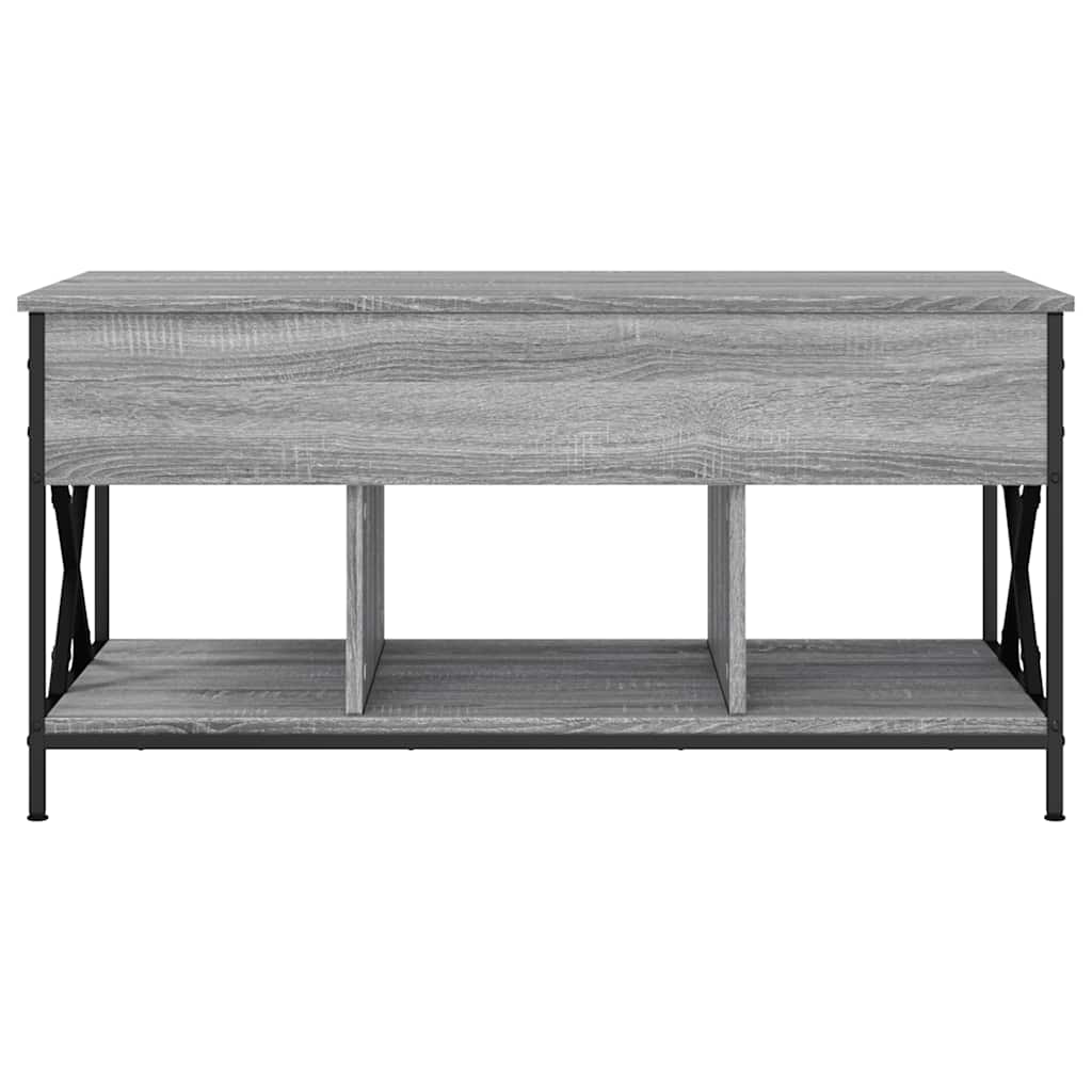 sofabord 100x55x50 cm konstrueret træ og metal grå sonoma-eg