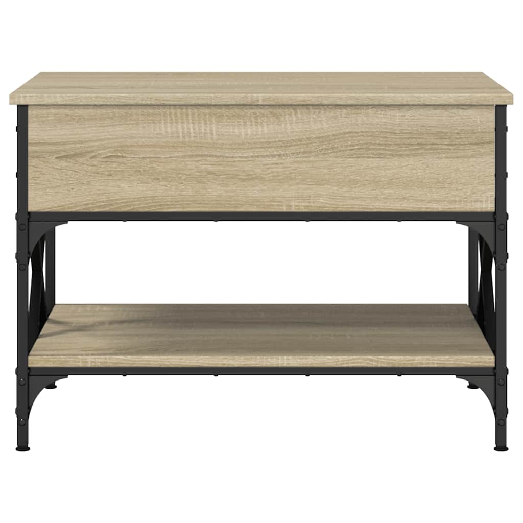 sofabord 70x50x50 cm konstrueret træ og metal sonoma-eg