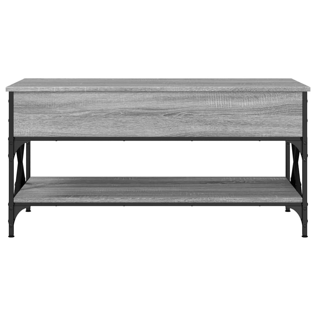 sofabord 100x50x50 cm konstrueret træ og metal grå sonoma-eg