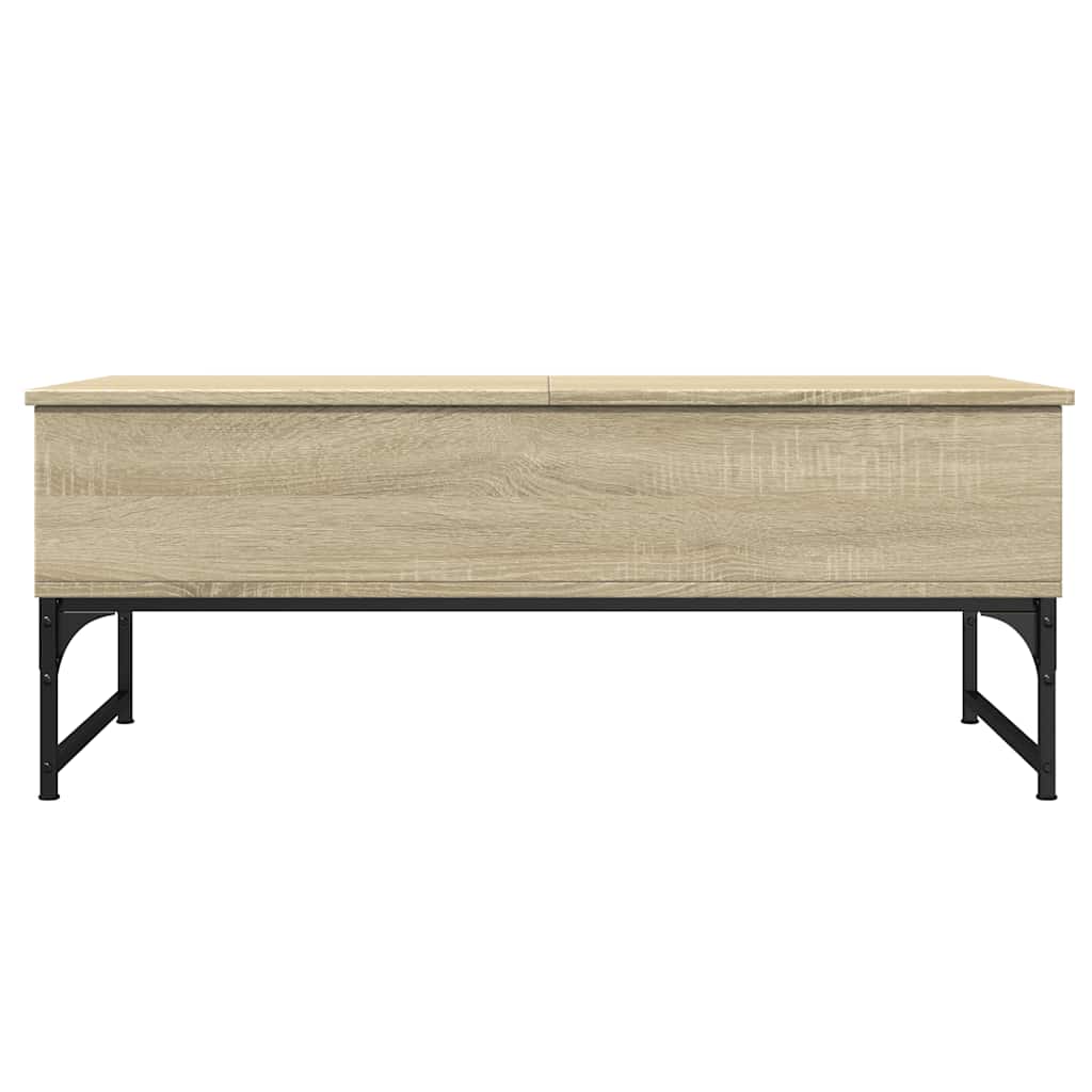 sofabord 100x50x40 cm konstrueret træ og metal sonoma-eg