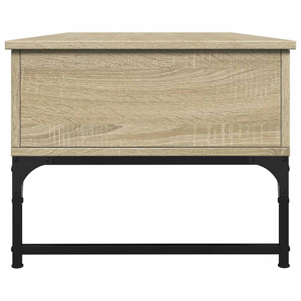 sofabord 100x50x40 cm konstrueret træ og metal sonoma-eg