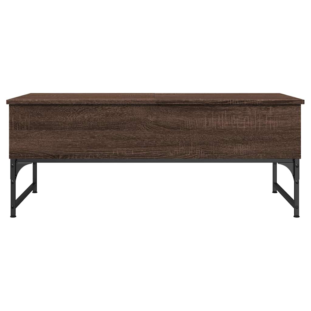 sofabord 100x50x40 cm konstrueret træ og metal brunt eg