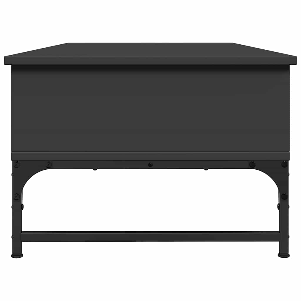 sofabord 100x50x35 cm massivt konstrueret træ og metal sort