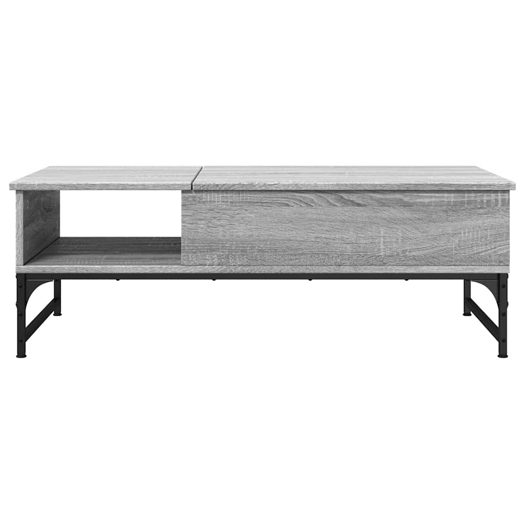 sofabord 100x50x35 cm konstrueret træ og metal grå sonoma-eg
