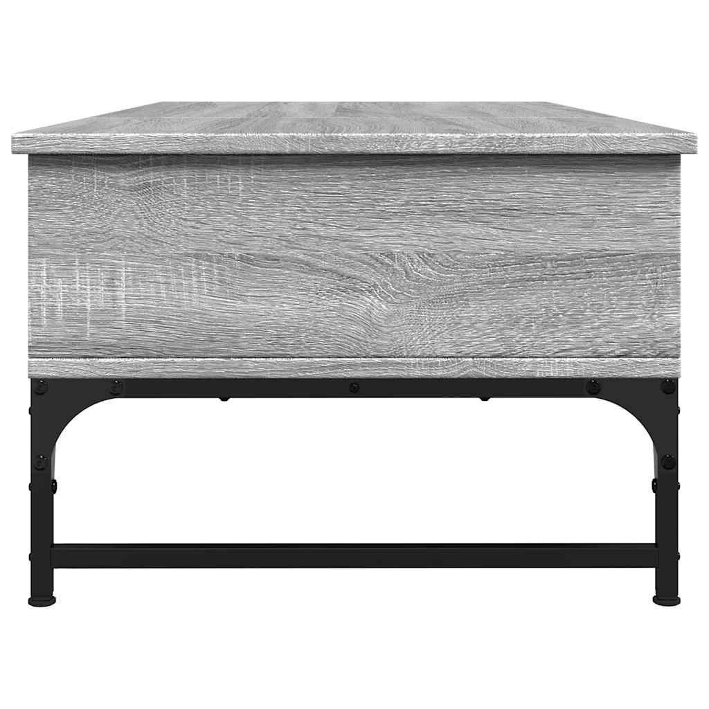 sofabord 100x50x35 cm konstrueret træ og metal grå sonoma-eg