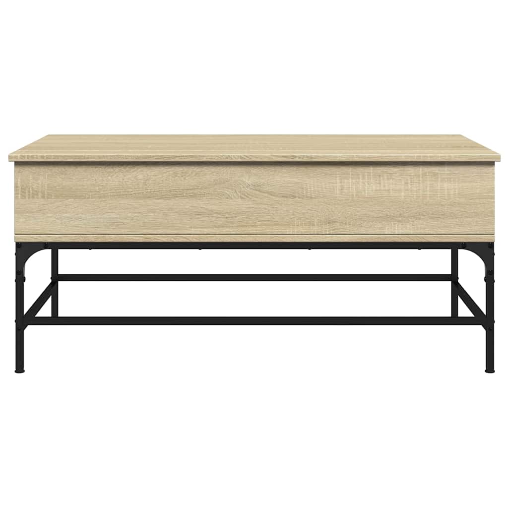 sofabord 100x50x45 cm konstrueret træ og metal sonoma-eg