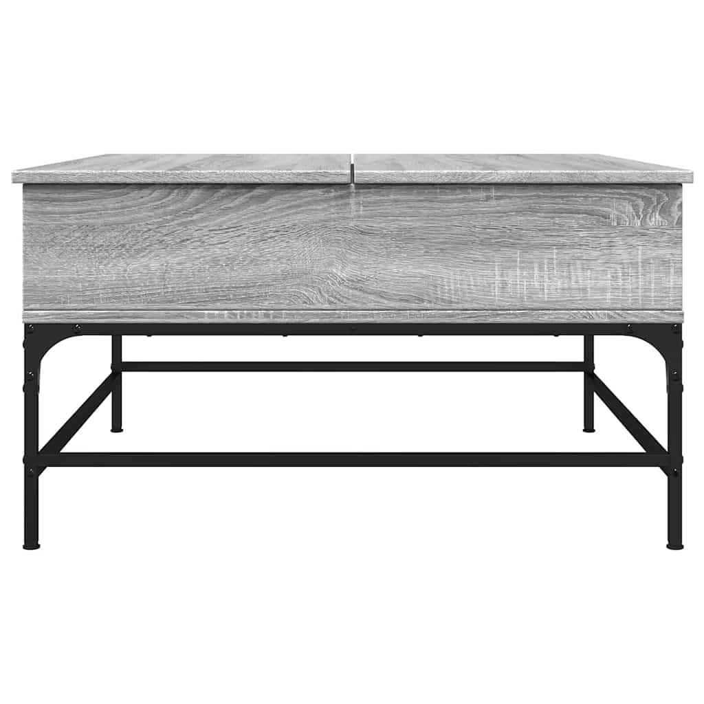 sofabord 80x80x45 cm konstrueret træ og metal grå sonoma-eg