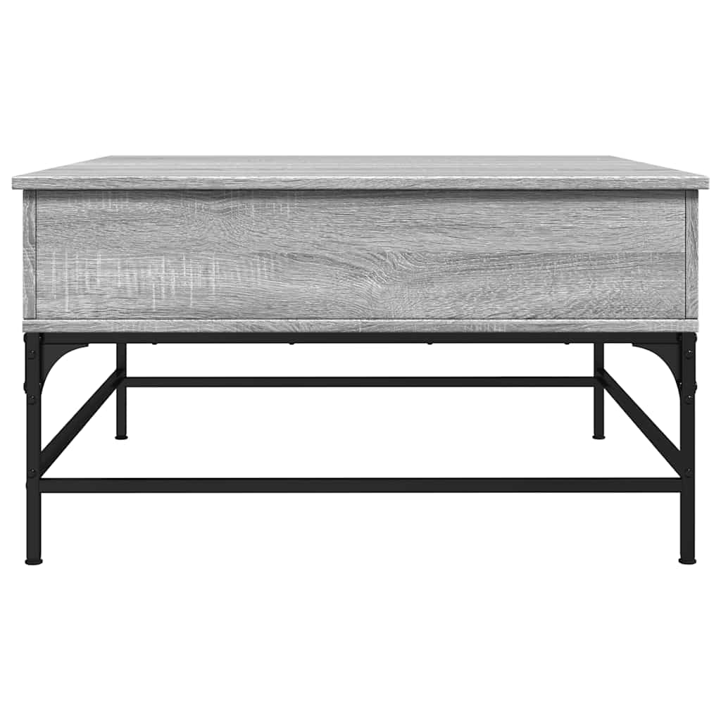 sofabord 80x80x45 cm konstrueret træ og metal grå sonoma-eg
