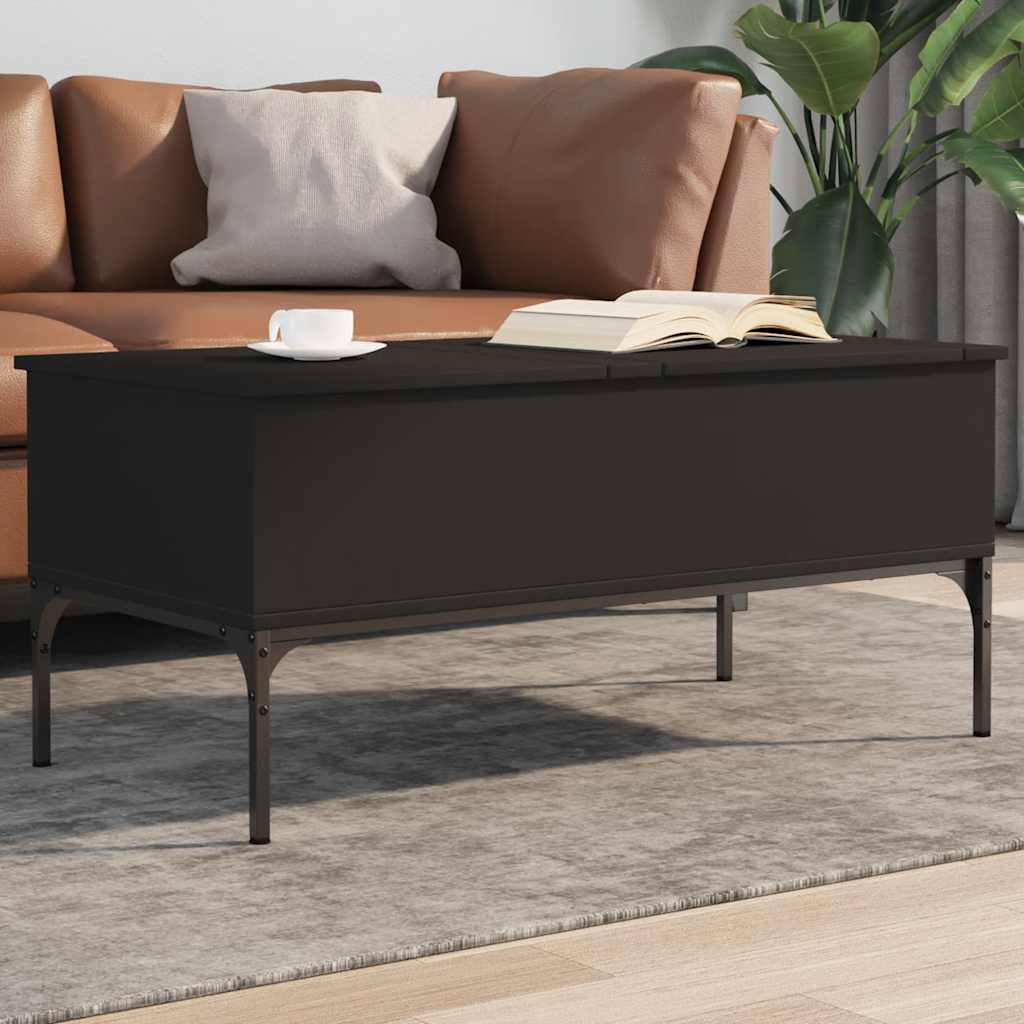 sofabord 100x50x45 cm konstrueret træ og metal sort